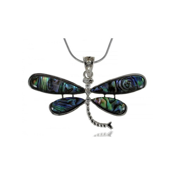 Natural Sea Shell Crystal Dragonfly Necklace Pendant