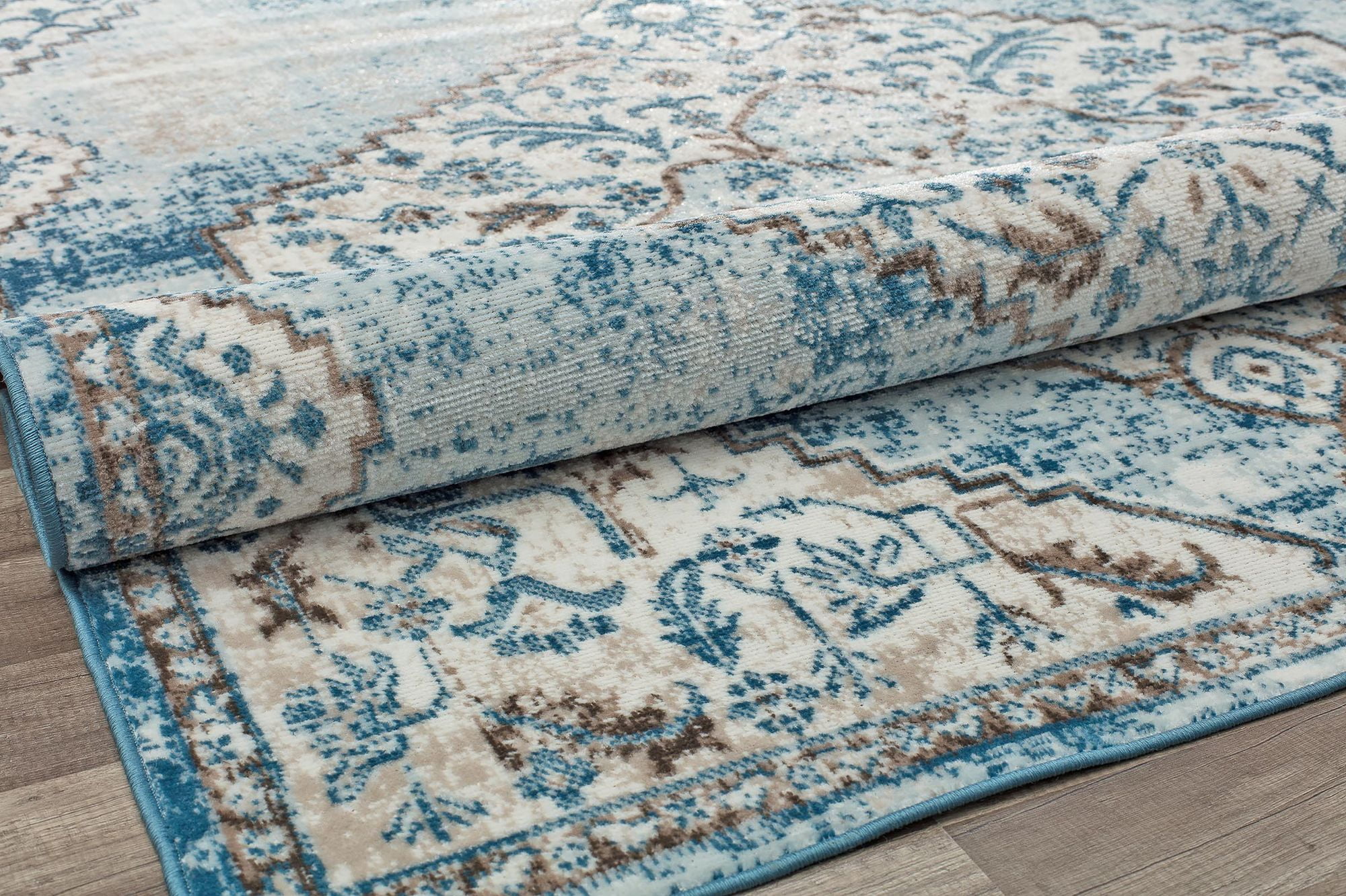 Freida FY65A Powder Blue Vintage Farmhouse Blue Area Rug, 2'6"x8'