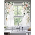 thumbnail image 3 of Sage Green Eucalyptus Semi Sheer Curtains 63 Inch Length 2 Panels Set, Vintage Spring Floral Leaves Sheer Kitchen Curtain Privacy Voile Window Curtain for Living Room Bedroom Rod Pocket Drapes, 3 of 7