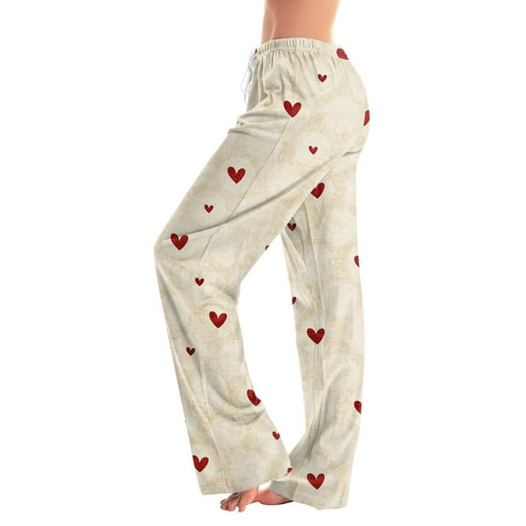 Pajama Bottoms for Women Heart Print Soft Lounge Pants Soft Pajama Lounge Pants Cozy Valentines Day Gifts Pajamas Women