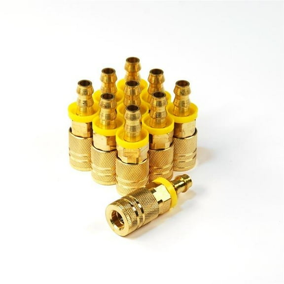 6-Ball Industrial Coupler Brass 0.25 in. x 0.37 in. Push Lock Hose Barb - Pack of 10