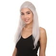 thumbnail image 7 of CW Premium Men's Long White Straight 20' Warlock Cosplay Wig - Lace Front Heat Resistant Fibers - Pulled Back Pony Tail, 7 of 7