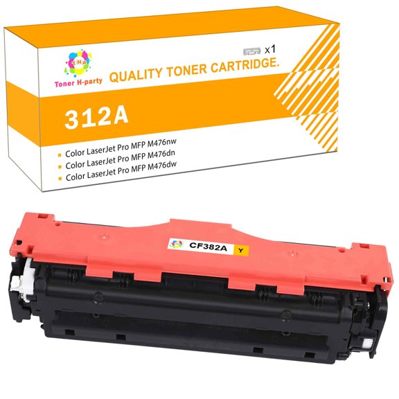 Toner H-Party Toner Cartridge Compatible for CF382A for Use with Color LaserJet Pro MFP M476nw M476dn M476dw Printer Ink (Yellow,1-Pack)