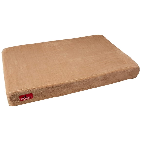 Cama Ortopédica para Perro Brindle Caqui con Memory Foam de 10 cm y Cubierta de Velvetón Extraíble,