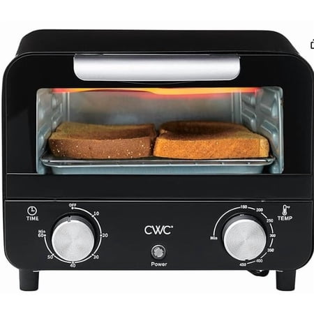 COOK WITH COLOR Mini Toaster Oven: 600W Power, Precision Timer, Auto Shutoff, and Culinary Delights Up To 450 Degrees, Black