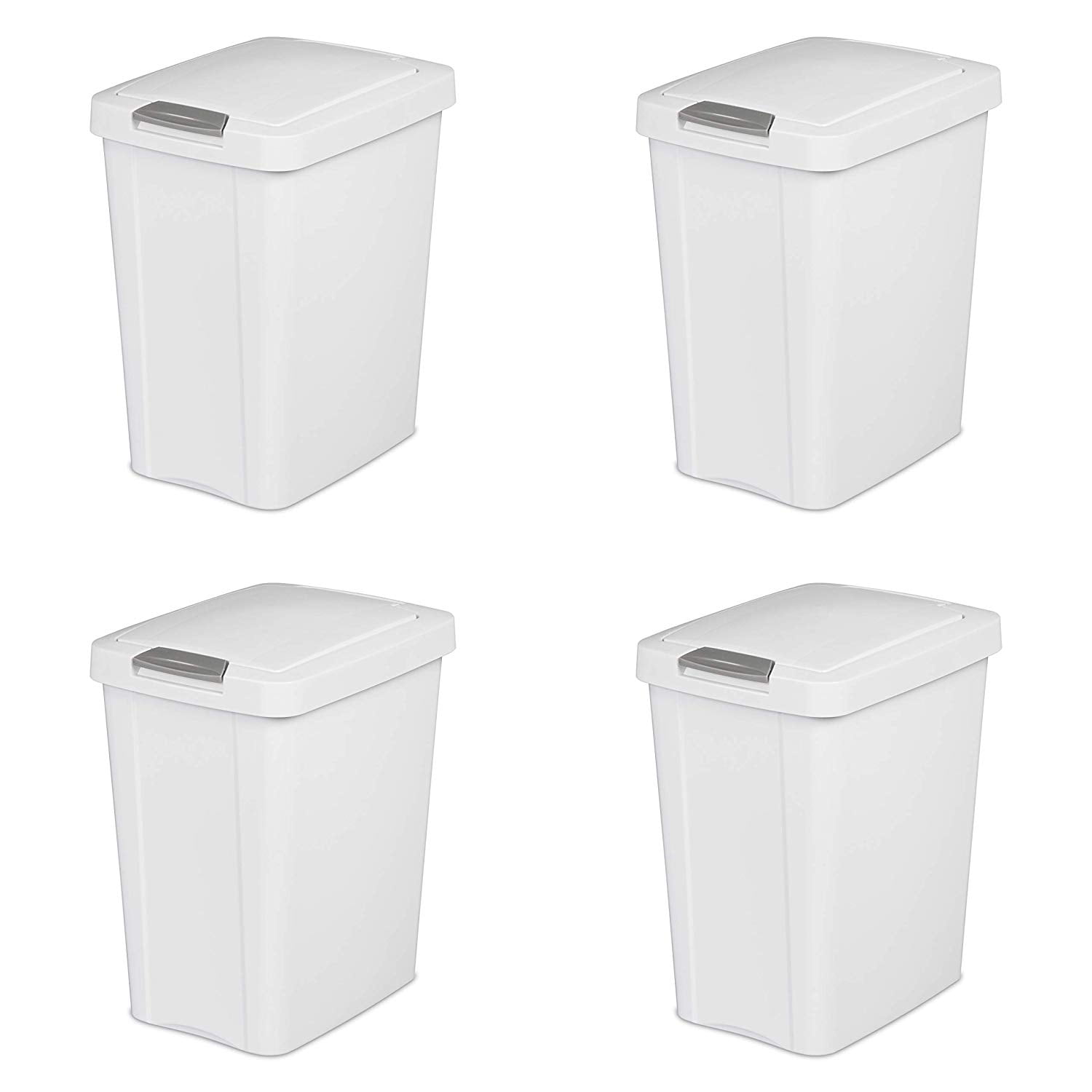 Sterilite 7.5 Gallon TouchTop Wastebasket with Titanium Latch, White (4