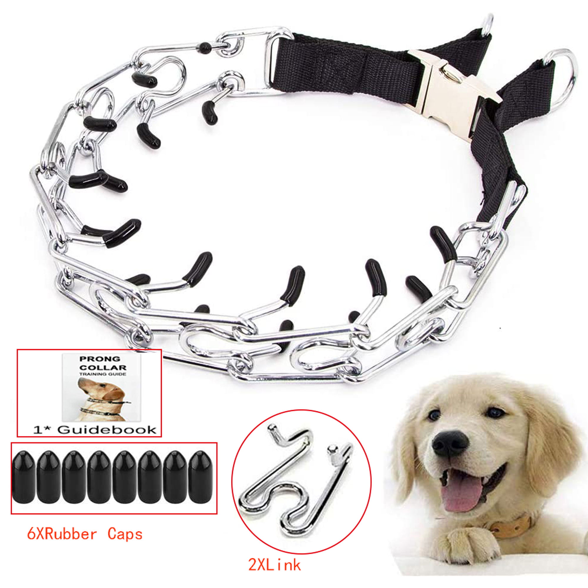 2x Stainless Steel Dog Training Choke Chain Collar Adjustable Prong Pinch Collar 