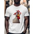 thumbnail image 4 of Cartoon Rooster Men's T Shirts T-Shirt for Men Crew Neck Tees Cotton Tops, White, L, 4 of 7