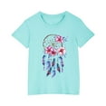 thumbnail image 2 of Sakmal Blue Clothes For Children Cotton 3-7y Crew Neck Floral Short Sleeve Daily Life Kids Tops Boy And Girl, 2 of 5