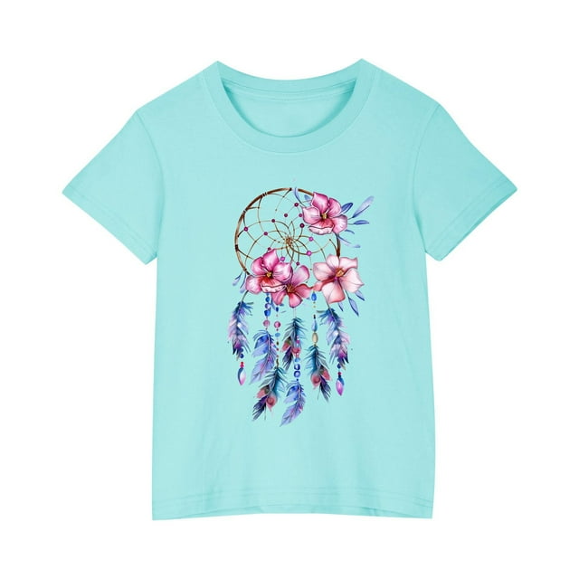 Birdeem Chemises pour Filles Tout-Petits Enfants Garçons Filles T-Shirt en Coton Mode Mignon Col Rond Imprimé Tee Manches Courtes Haut