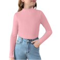 thumbnail image 4 of LIJCC Kid Girls Lettuce Trim Mock Neck Long Sleeve Shirts Ribbed Knit Casual Dressy Slim Fit Tee Shirt Base Layer Tops Tees Soft Casual Basic T Shirt, 4 of 5