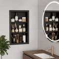 thumbnail image 2 of HAIDAIYA 14'' * 24'' Recessed Medicine Cabinet Wall Niche Wood, 3-Tier Bathroom Niche Insert for Drywall, in Wall Shelf Medicine Cabinets Replacement, for Living Room, Bathroom Storage, Black, 2 of 7