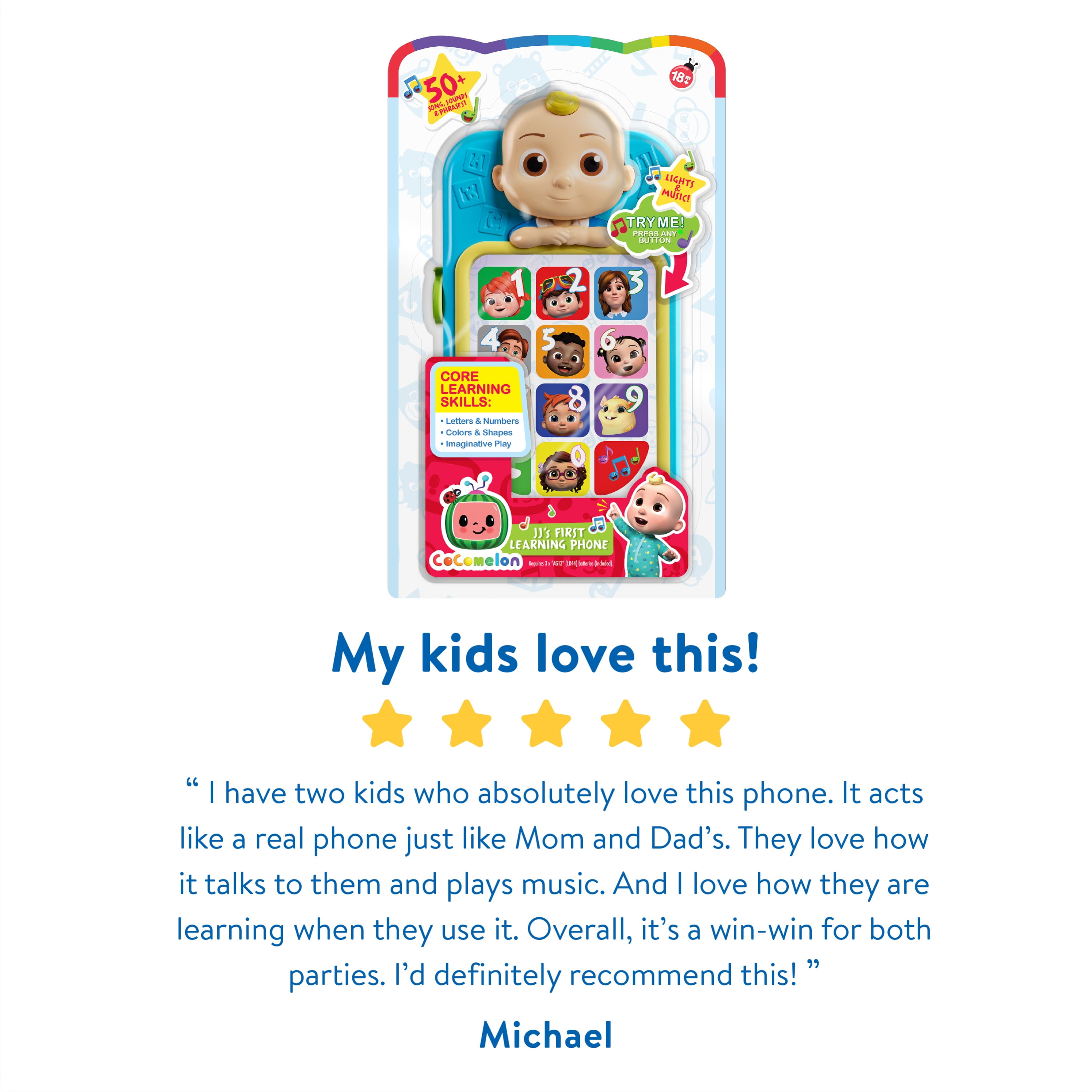  CoComelon Musical Cell Phone and Camera Pretend Toy Set - Great  Electronic Learning Toy for Toddlers & Preschoolers - Officially Licensed -  Gift for Kids - Ages 2+ : Toys & Games