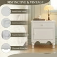 thumbnail image 4 of Christopher Knight Home Vintage Nightstand with Pattern Carved Drawer, Skirted Bedside Table, Ivory White, 4 of 11
