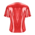 thumbnail image 5 of Women Disco Metallic Shirt Short Sleeve Shiny Party Club Top 80s Music Festival Sparkly Rainbow Outfit, 5 of 6