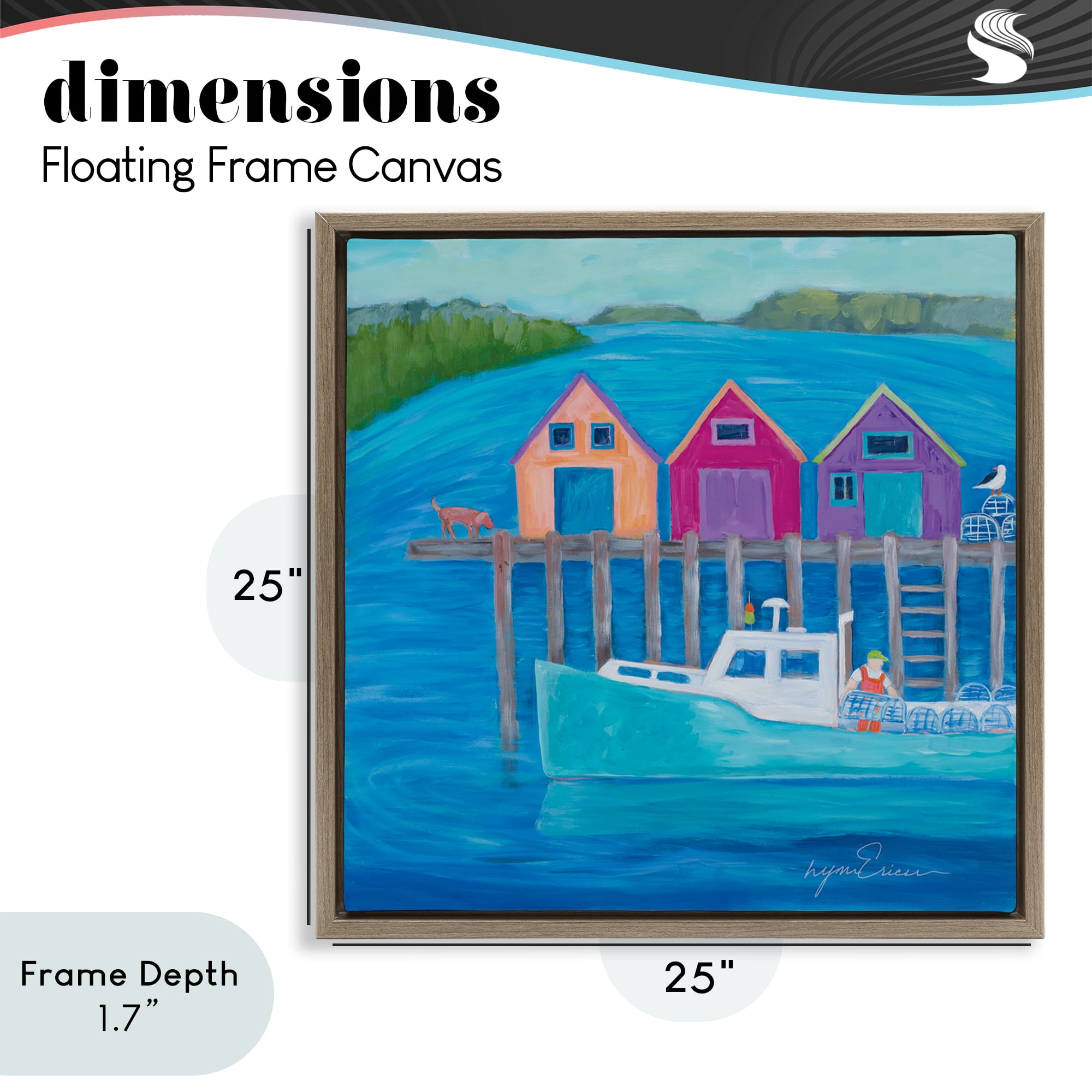 Stupell Industries Work Day at Seaside Village Brown Framed Floater Canvas Wall Art, design by Lynn Ericson Fine Art