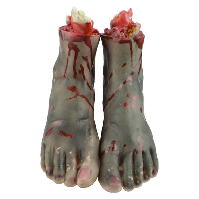 Set de manos y pies cortados para Halloween. Piezas de cuerpo rotas y sangrientas. Accesorios y decoraciones para Halloween. 4 (pies y manos)