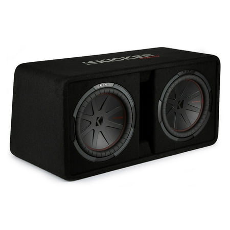 KICKER - CompR Dual 12" Dual-Voice-Coil 2-Ohm Subwoofers with Enclosure - Black