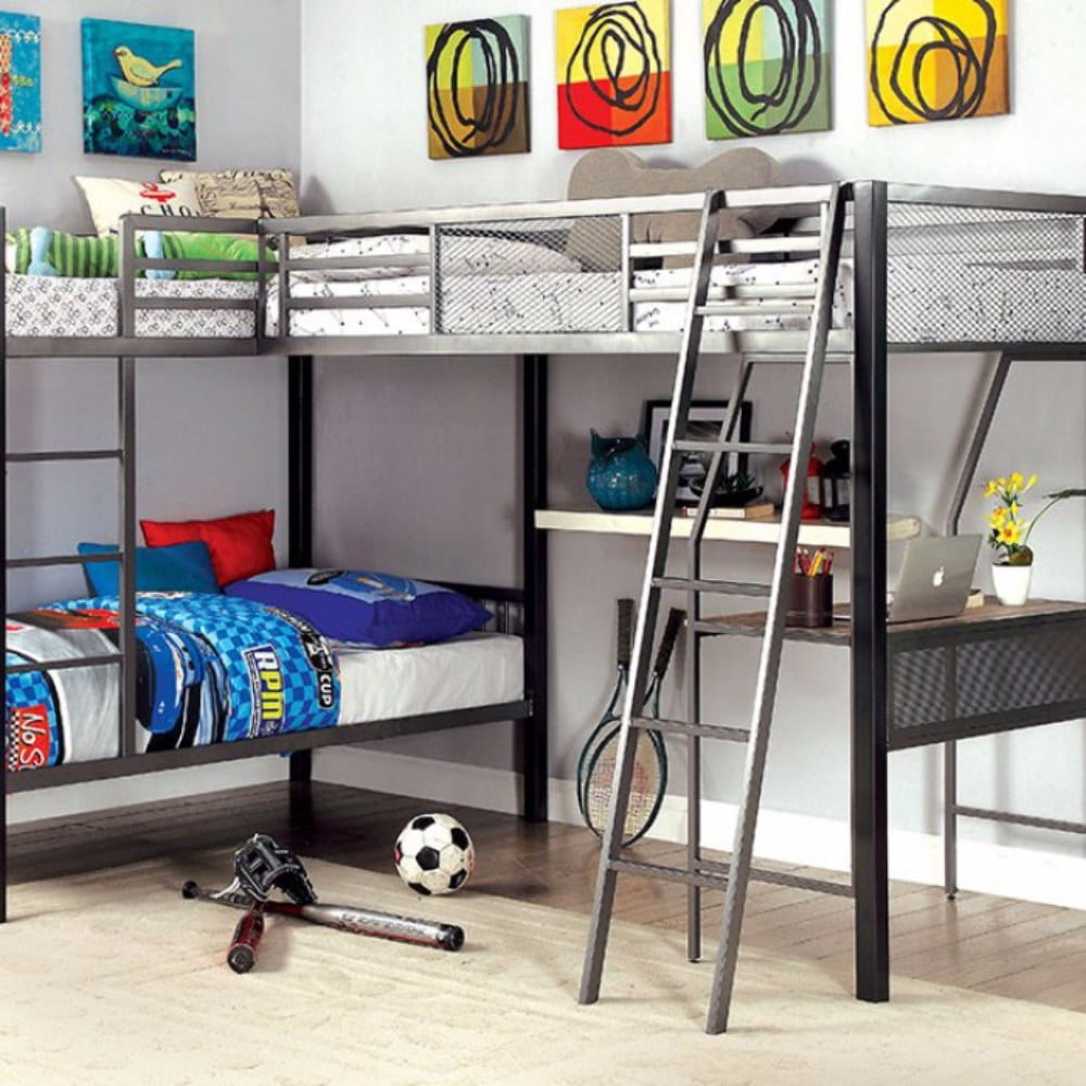 Triple Twin Contemprorary Bunk Bed, Triple Lindy Bunk Bed Plans