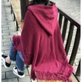 thumbnail image 3 of StylesILove Women Knitted Hooded Poncho Crochet Pattern Pullover Cardigan Soft Wrap (Burgundy), 3 of 4