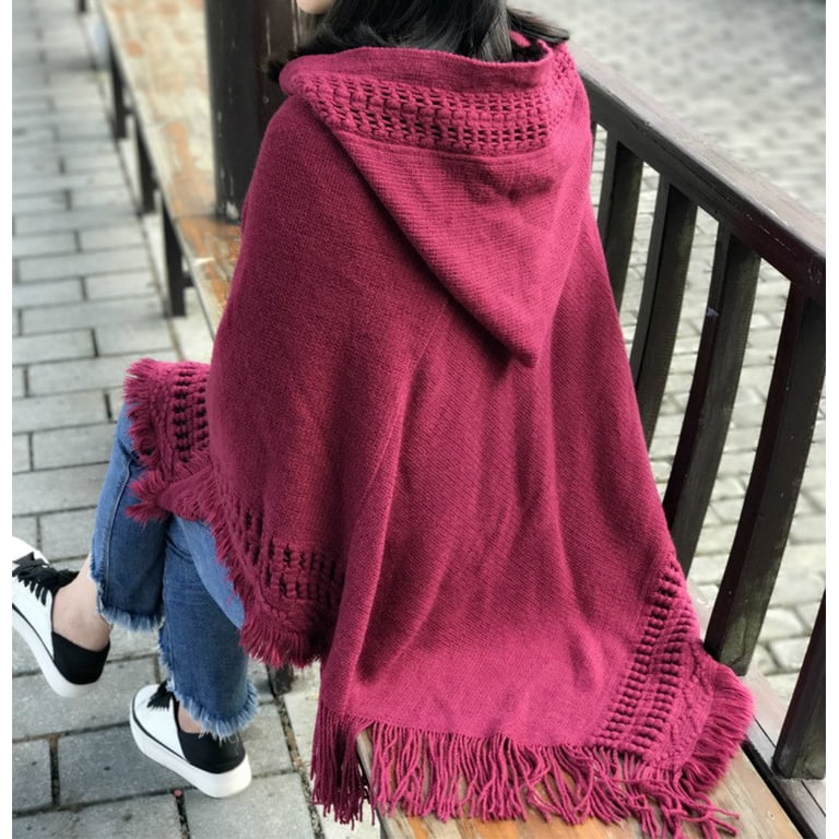 StylesILove Women Knitted Hooded Poncho Crochet Pattern