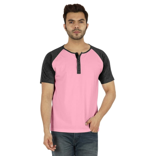 Inkmeso Short Raglan Sleeve Cotton Lightweight Solid T-Shirts Classic Henley T-Shirt For Mens