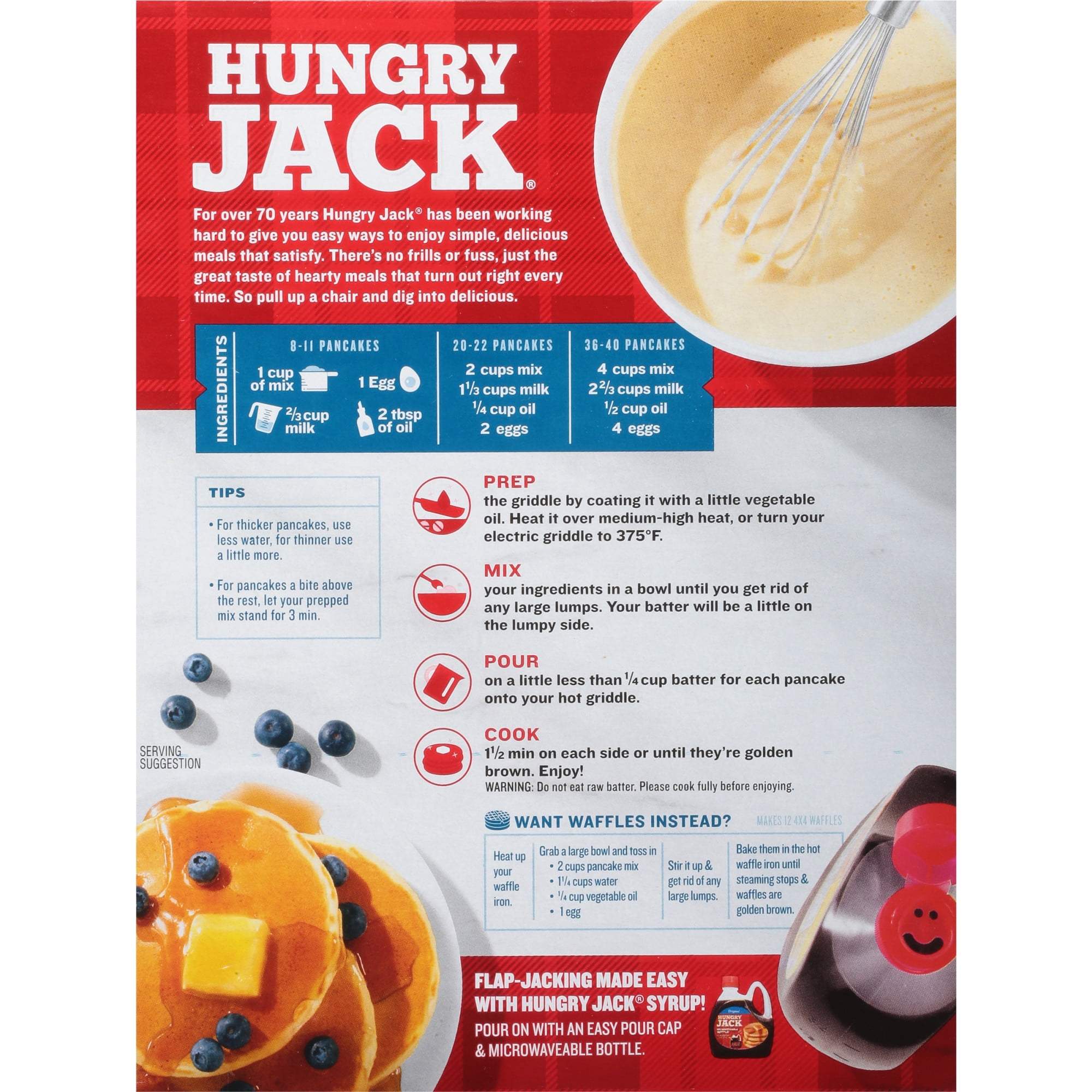 Hungry Jack Original Pancake Mix and Waffle Mix, 32 oz Box