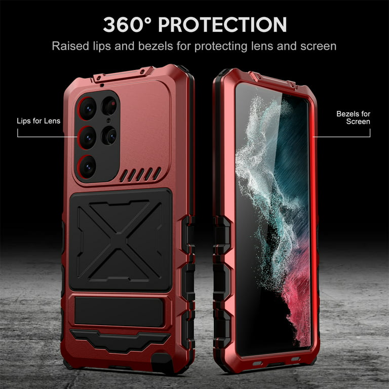 for Samsung Galaxy S21 Ultra Case, Aluminum Metal Gorilla Glass Shockproof  Military Heavy Duty Sturdy Protector Cover Hard Case for Samsung Galaxy S21