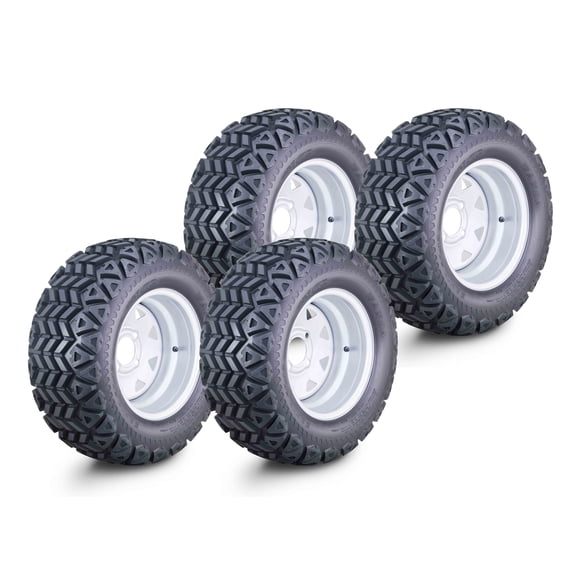 WANDA Golf Cart Tire Wheel Assembly 23X10.5-12 with Silver Wheel 4x4" PCD ET-25.4 offset 14034, Set 4