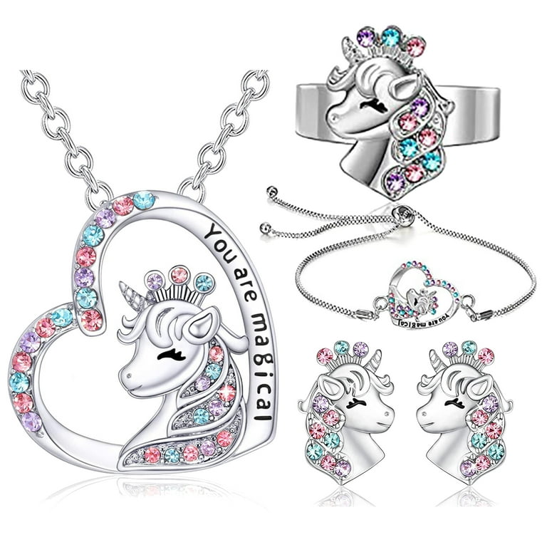 M&Ostyle You Are Magical Unicorn Jewelry Set for Girls Necklace for Girls  Crystal Heart Pendant Necklaces Jewelry Gifts for Girls Daughter