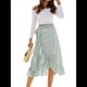 thumbnail image 1 of Falda Midi con Abertura y Volantes en el Bajo, con Nudo y Estampado Floral Bohemio para Mujer Verde M, 1 of 10