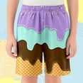 thumbnail image 2 of SUYOLL Children Boys Baseball Shorts with Ice Cream Print Elastic Waist Casual Athletic Shorts Daily Wear Party Outdoor Sports Summer Fall Classic Pants, 2 of 4