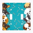 thumbnail image 2 of Metal Light Switch Plate Outlet Cover (Cute Tcup Dog Teal - Double Toggle), 2 of 2