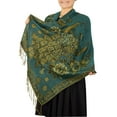 thumbnail image 5 of Floral Peacock Reversible Shimmer Layered Pashmina Wrap Shawl Scarf, 5 of 10