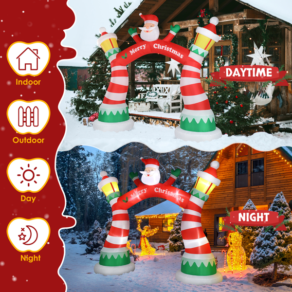 Alvantor 10 ft Lighted Inflatable Santa Claus Archway with Lanterns, Red, Outdoor Christmas Yard Decoration