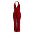 thumbnail image 3 of Skinny Slim Fit Sequin Deep V-Neck Sleeveless Bodysuit,Women's V Open Back Spicy Girl Bodysuit Tassel, 3 of 6