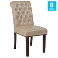 thumbnail image 3 of BizChair Set of 6 HERCULES Series Beige LeatherSoft Parsons Chairs with Rolled Back, Accent Nail Trim and Walnut Finish, 3 of 14