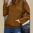 thumbnail image 6 of Yuhangmm Women Hoodies Long Sleeve Hoodless Sweatshirt Casual Crewneck Pullover Soft Comfortable Blouse Top for Everyday Style Coffee M, 6 of 7