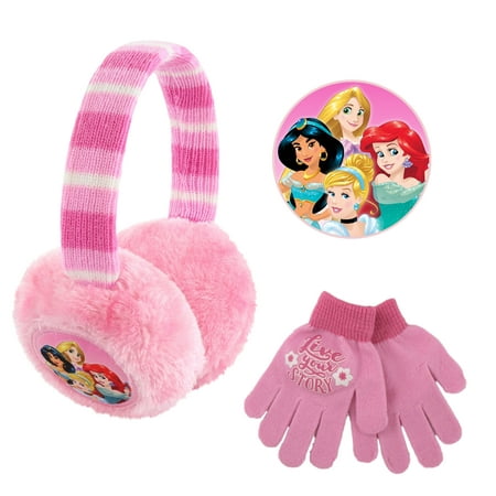 Disney Princess Earmuff and Gloves Cold Weather Set, Little Girls, Age 4-7