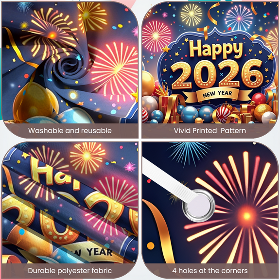 Festive Decoration Happy 2026 Banner Celebration Display for New Year Party Indoor Outdoor Holiday Event
