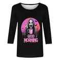 thumbnail image 4 of Enjoytime Womens 3/4 Sleeve Tops Halloween Cute Spooky Graphic Crewneck Blouses Trendy Plus Size Shirts for Women Fall Winter Clothes 2025, 4 of 5