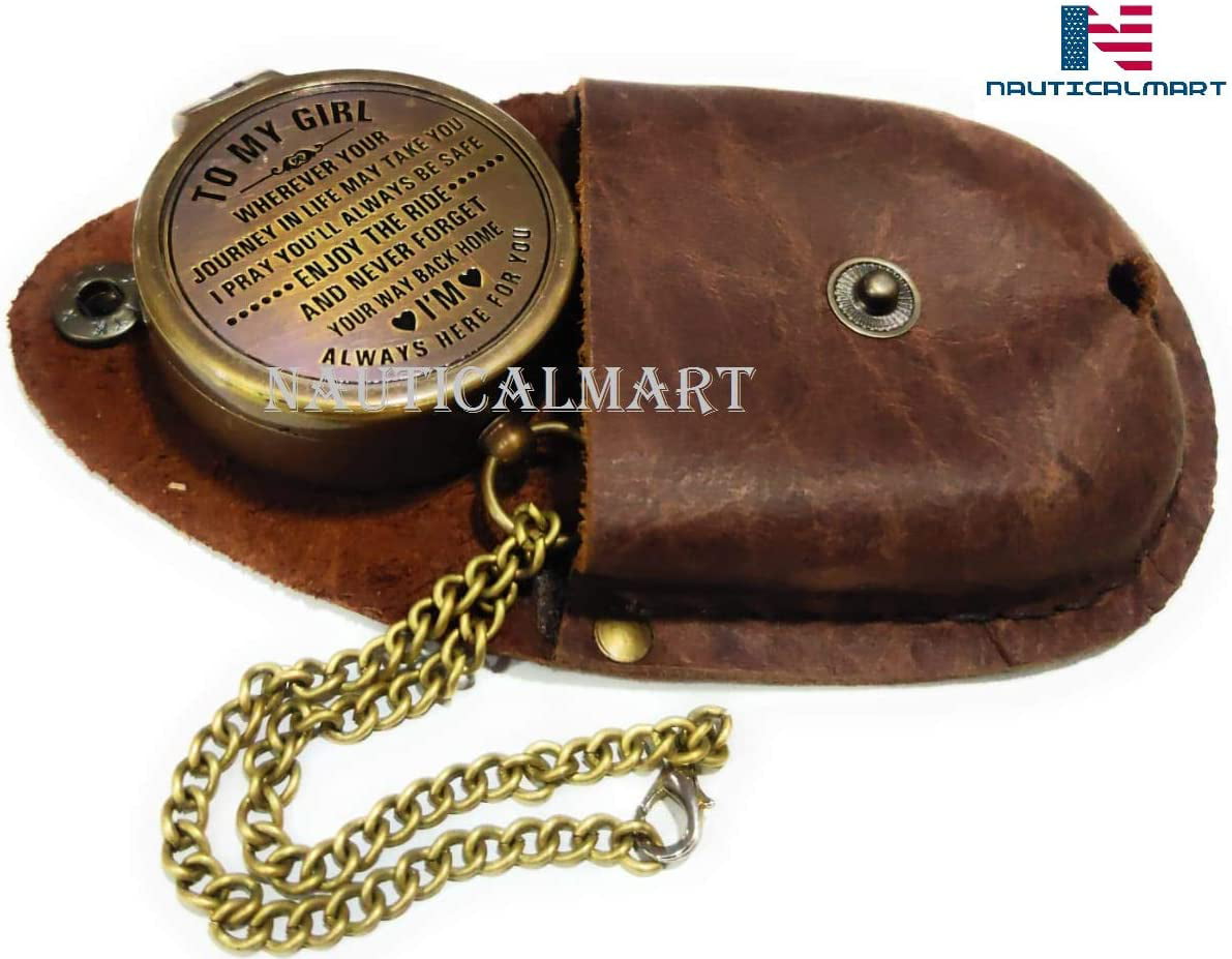 Engraved Brass Compass Gift to My Son/to Our Son/Nautical Gift for Son from Dad/Gift to Son from Mom A Perfect and Unique Gift with Leather Case 