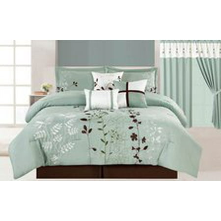 Legacy Decor 7 Pcs Floral Embroidered Microfiber Comforter Set