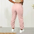 thumbnail image 6 of Lenpel Women's Hiking Pants Elastic High Waisted Drawstring Ruched Slim Outdoor Travel Pants Casual Athletic Joggers(Pink,XX-Large), 6 of 7