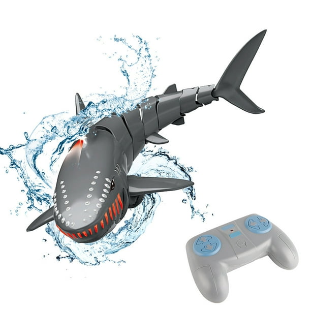 Tiburón de juguete con control remoto de 2,4 GHz, simulación de tiburón para piscina, baño, bañera, parque acuático, regalo para niños y niñas.