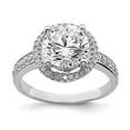 thumbnail image 2 of Sterling Silver Rhodium-plated 8mm Center Halo Cubic Zirconia Ring Size 7, 2 of 4