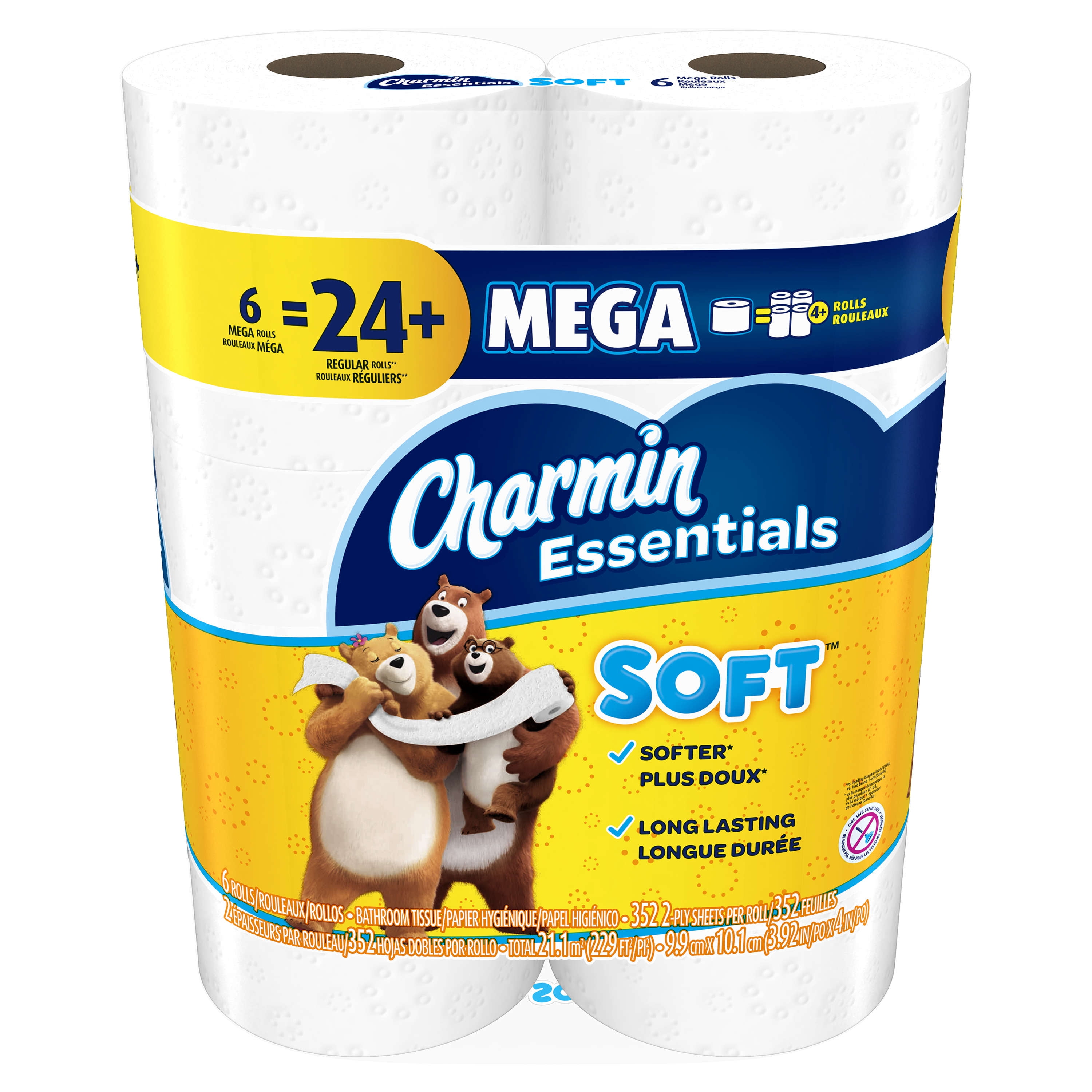 Charmin Essentials Soft Toilet Paper, 6 Mega Rolls by Procter & Gamble