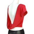 thumbnail image 3 of Uootdi Women's Backless T Shirt Oversized Cropped Round Neck Solid Color Short Sleeve Tees Open Back Slim Fit Tops Gift, 3 of 8