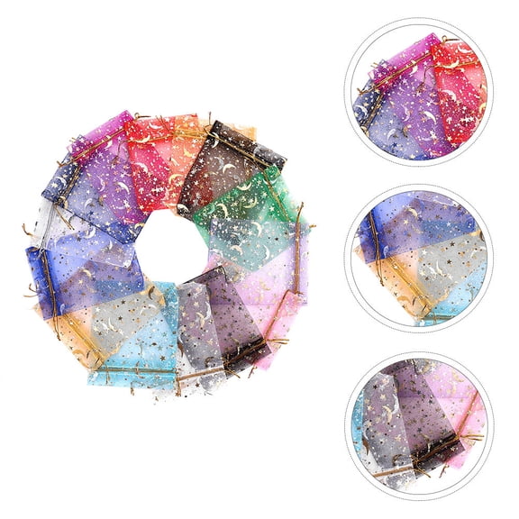 IDEANATEGRATE Drawstring Favor Bags 50Set Organza and Mesh Material for Wedding Favors 4.7x3.5in