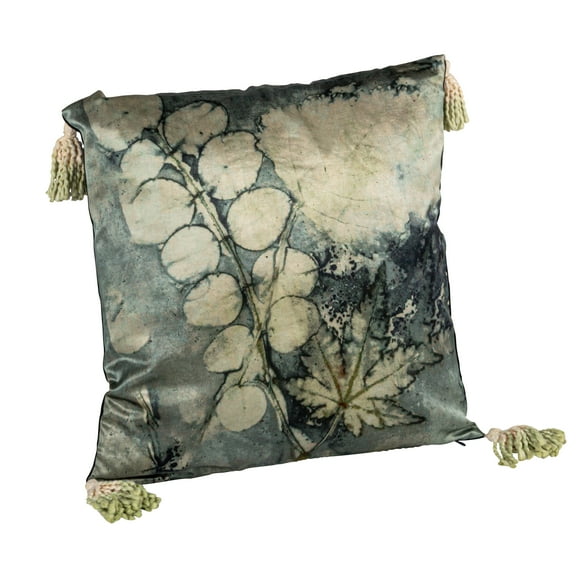 Bloomingville Aqua Serenity Velvet Tassel Pillow, Multicolor